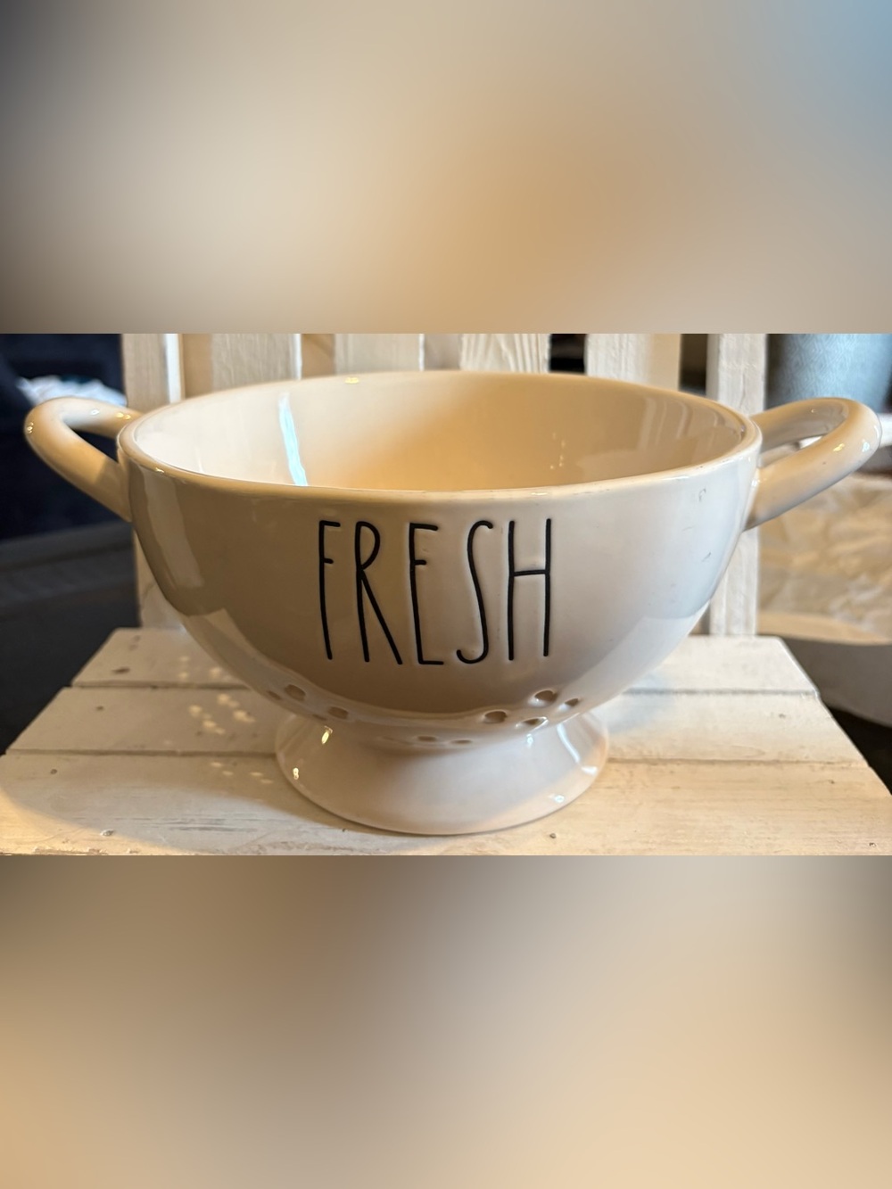Rae Dunn “FRESH” Ceramic Colander